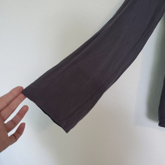 Miss Me Embroidered Peasant Blouse S Grayish Blue Linen Blend Top Boho Cottage - Picture 5 of 6